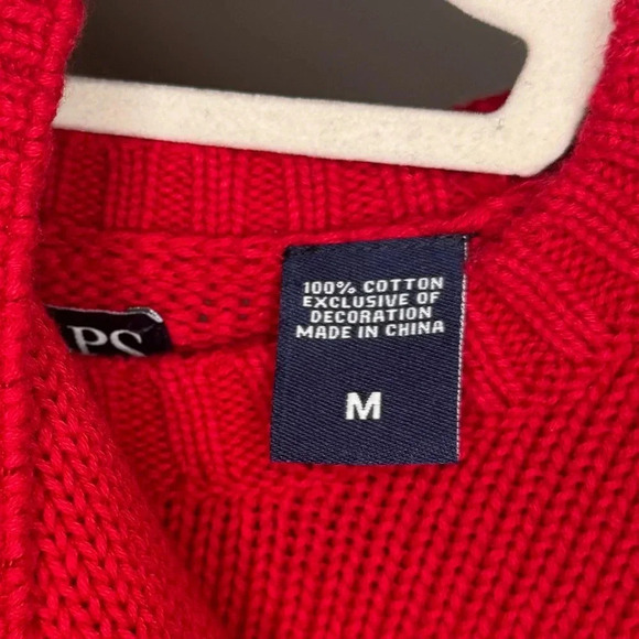 NWOT VTG Chaps Logo Red Embroidered Knit Crew Neck Pullover Grandpa Sweater - Picture 13 of 13